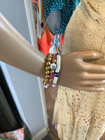 Pink, Blue and Gold Bracelet Stack
