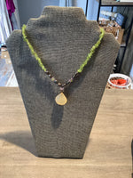 Green, Grey, Crystal, and Stone Beaded Necklace