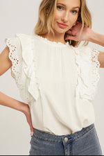 Ruffled Eyelet Lace Blouse