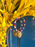 Patriot Stars Seedbead Hoop Earrings