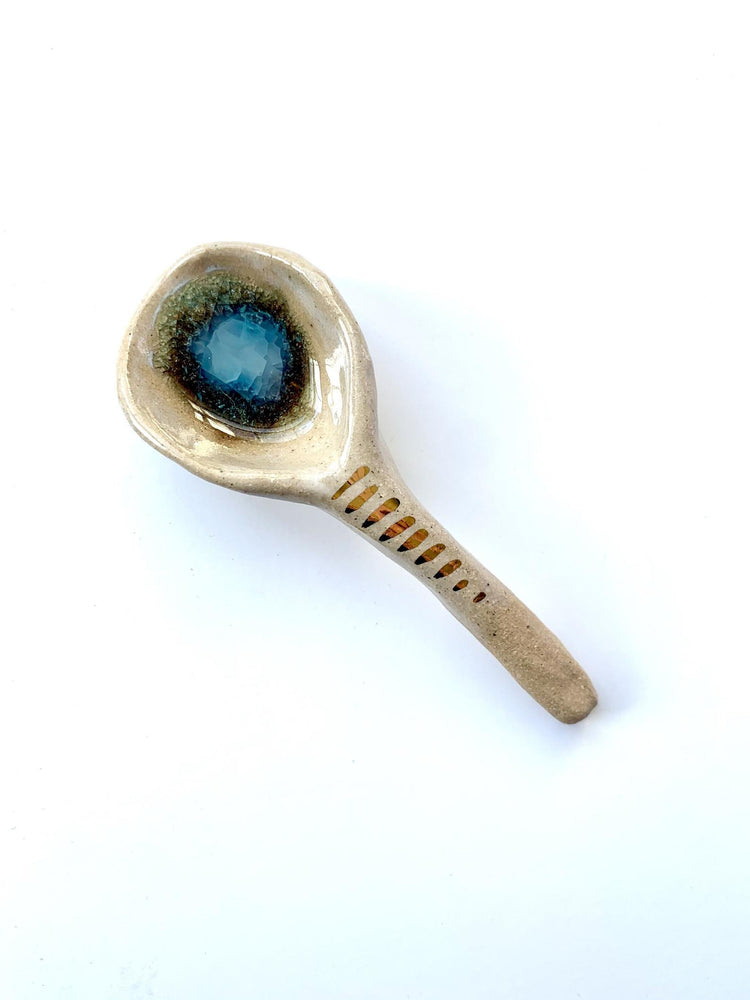 Tiny Sea Foam Light Blue Stoneware Spice Spoon