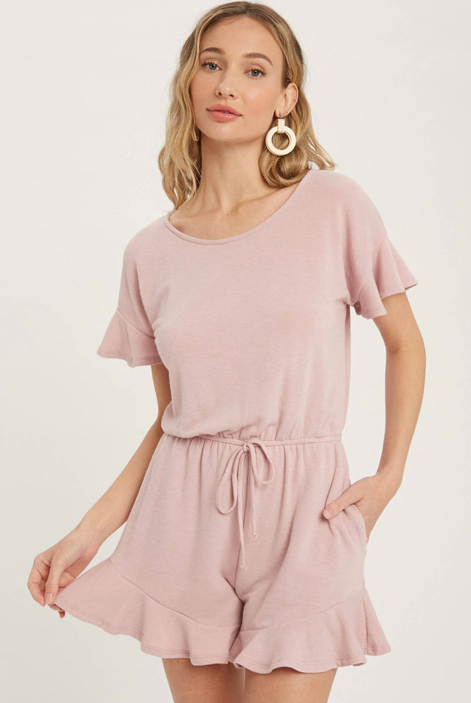 Pink Ruffle Hem Romper