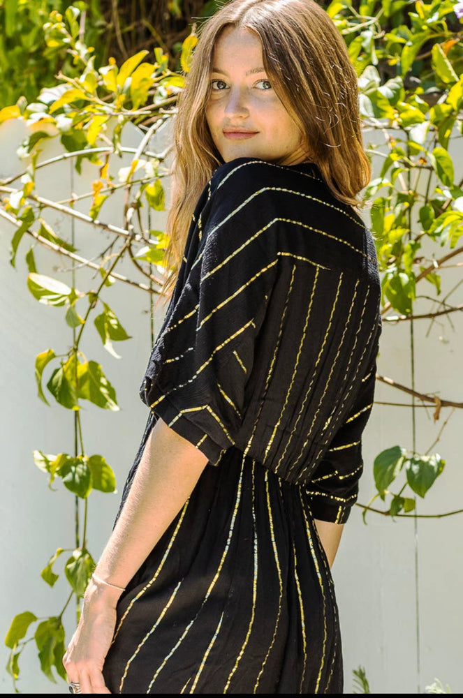 Sequin Stripe Kimono Sleeve Mini Dress