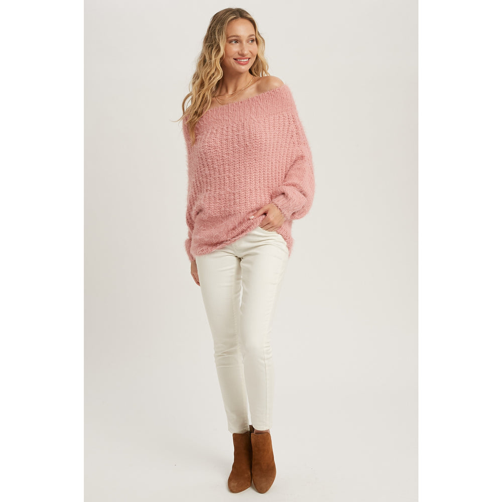 Pink Sweetheart Off Shoulder Sweater