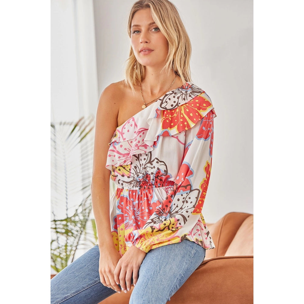 One Shoulder Print Top