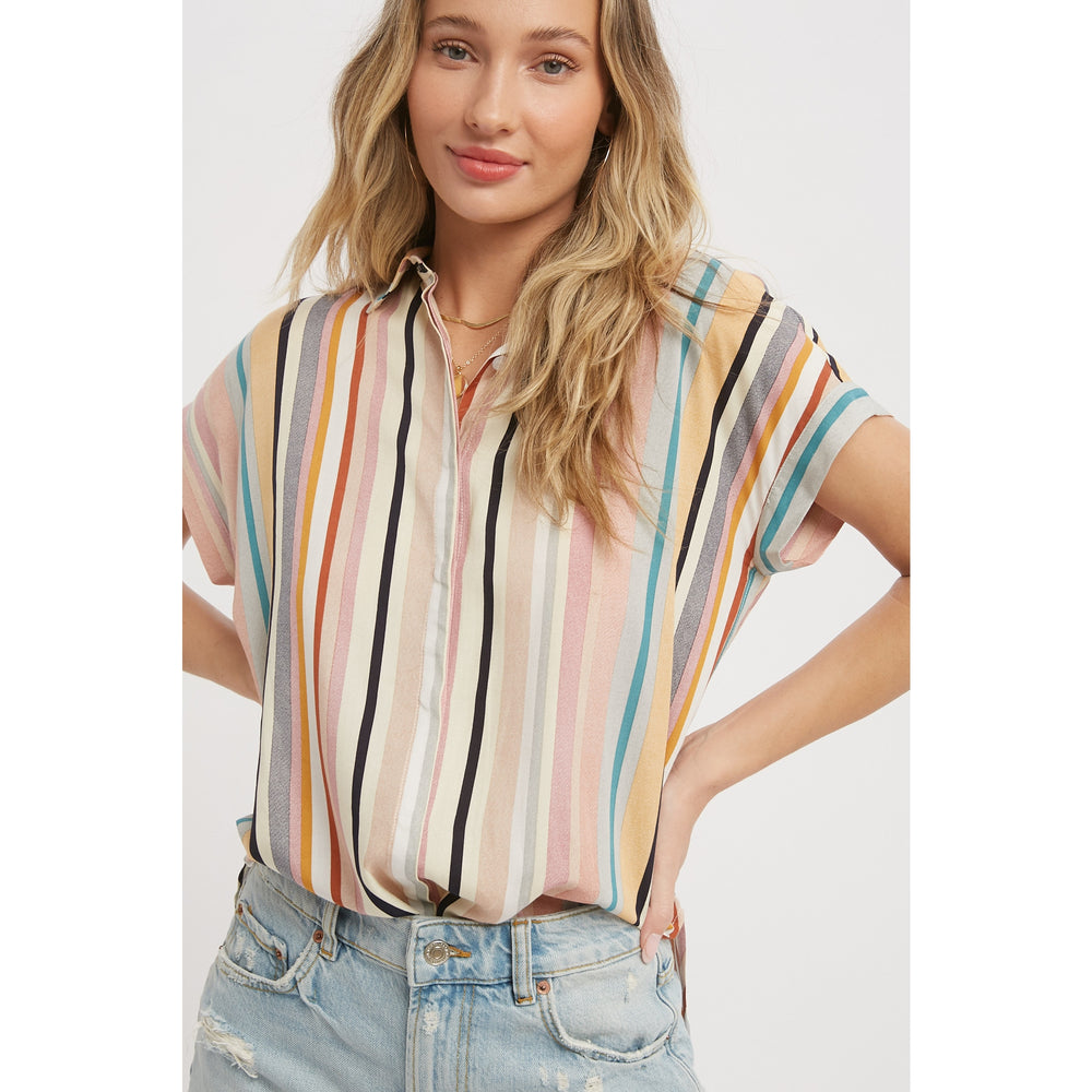 Rainbow Stripe Button Up Shirt