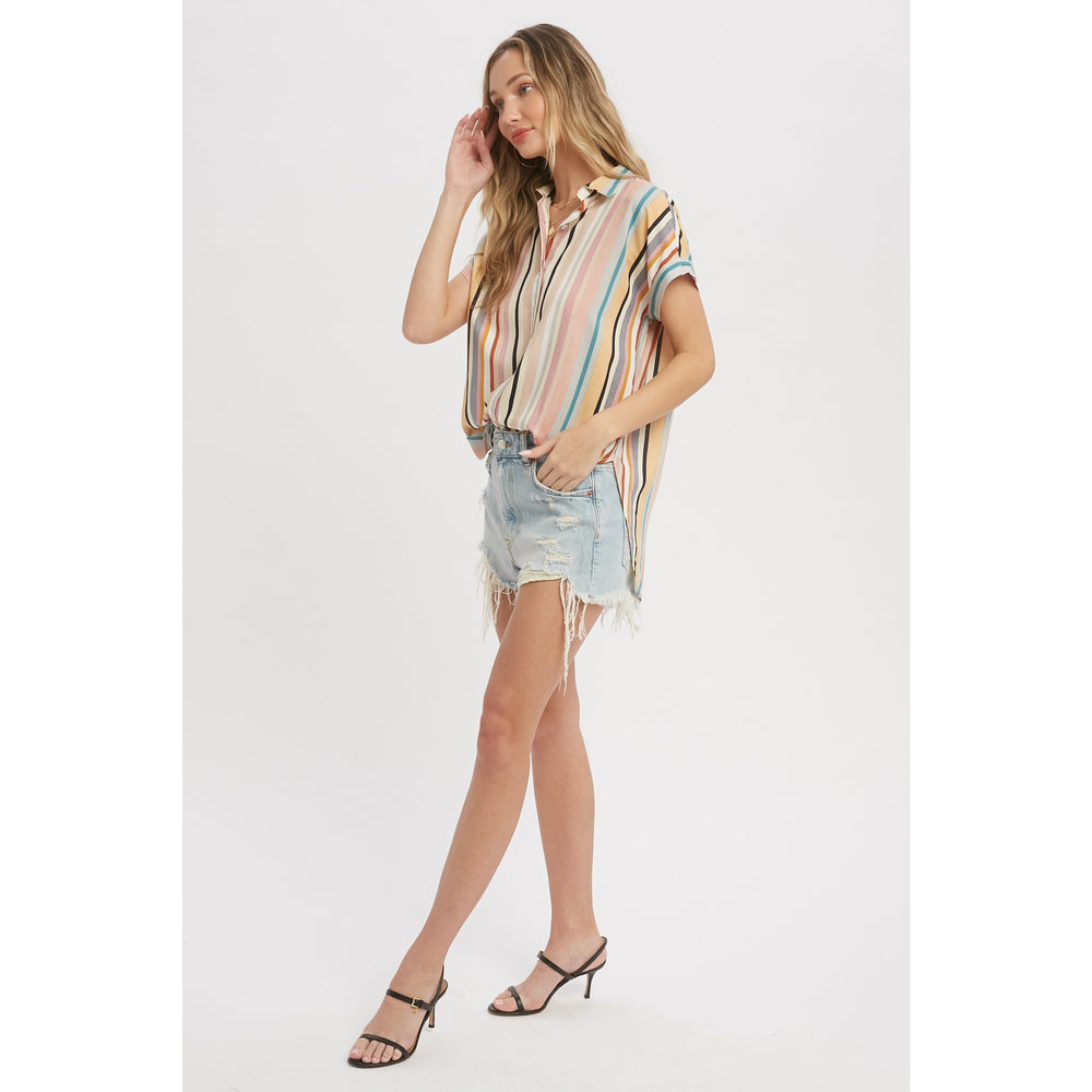 Rainbow Stripe Button Up Shirt