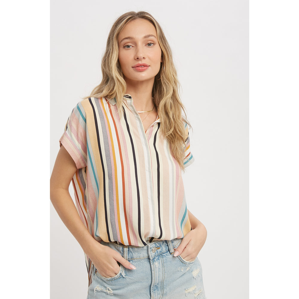 Rainbow Stripe Button Up Shirt