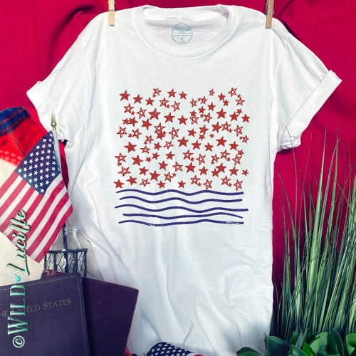 Minimal Abstract Stars and Stripes - Patriotic Graphic Tees