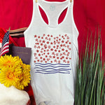 Minimal Abstract Stars and Stripes - Patriotic Women's Racerback Tanks