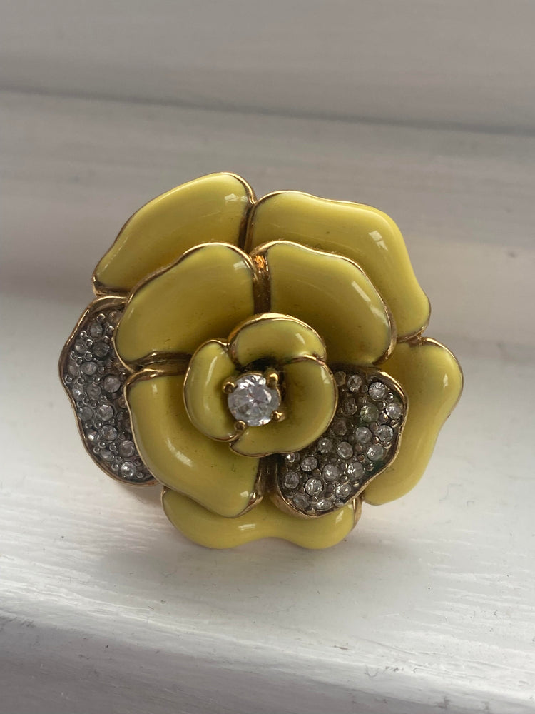 Yellow Ceramic Flower Ring